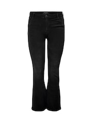 ONLY Curve Black High Waist Sally Flared Regular Leg Jeans - Image 4 of 6