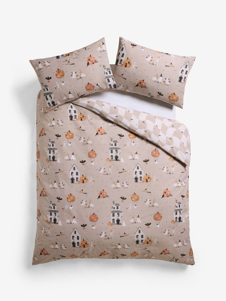 Natural Halloween Ghost Duvet Cover and Pillowcase Set - Image 6 of 6