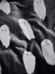 Grey Halloween Ghost Fleece Duvet Cover and Pillowcase Set - Image 3 of 4
