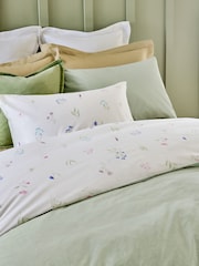 Green Sage Floral 100% Cotton Reversible Printed Duvet Cover and Pillowcase Set - Image 4 of 6