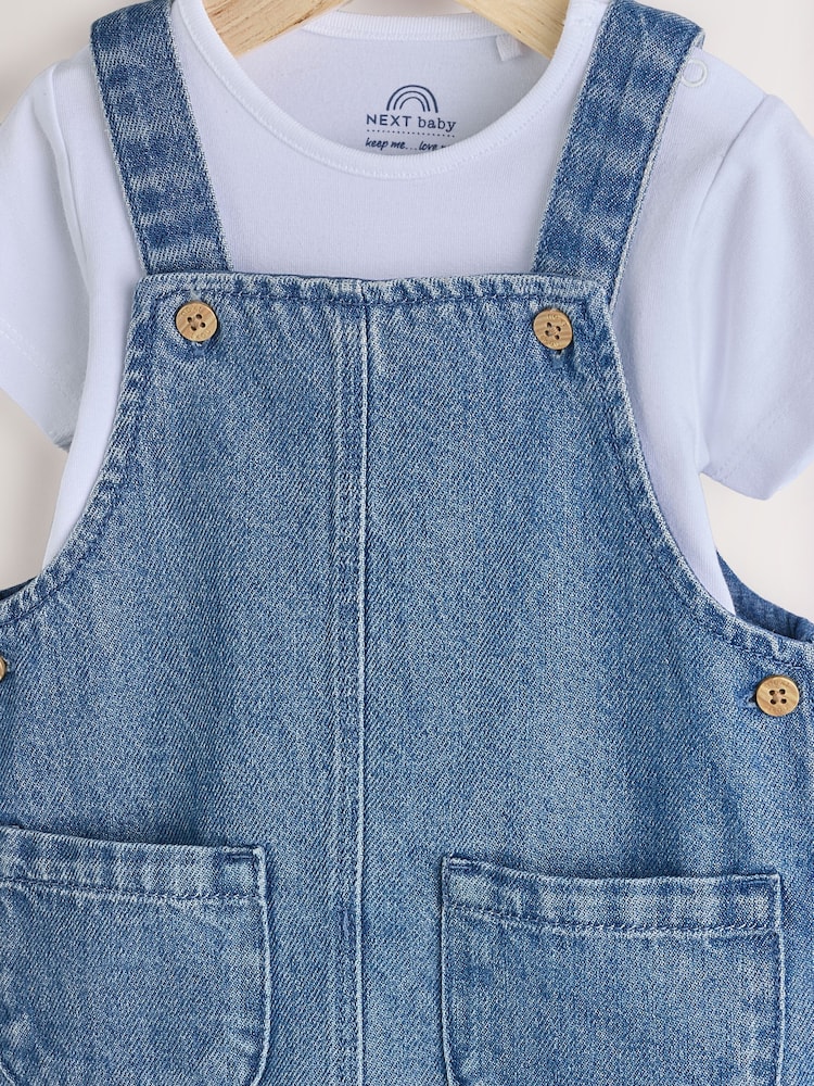 Blue Baby Denim Dungaree and Bodysuit Set (0mths-2yrs) - Image 4 of 7