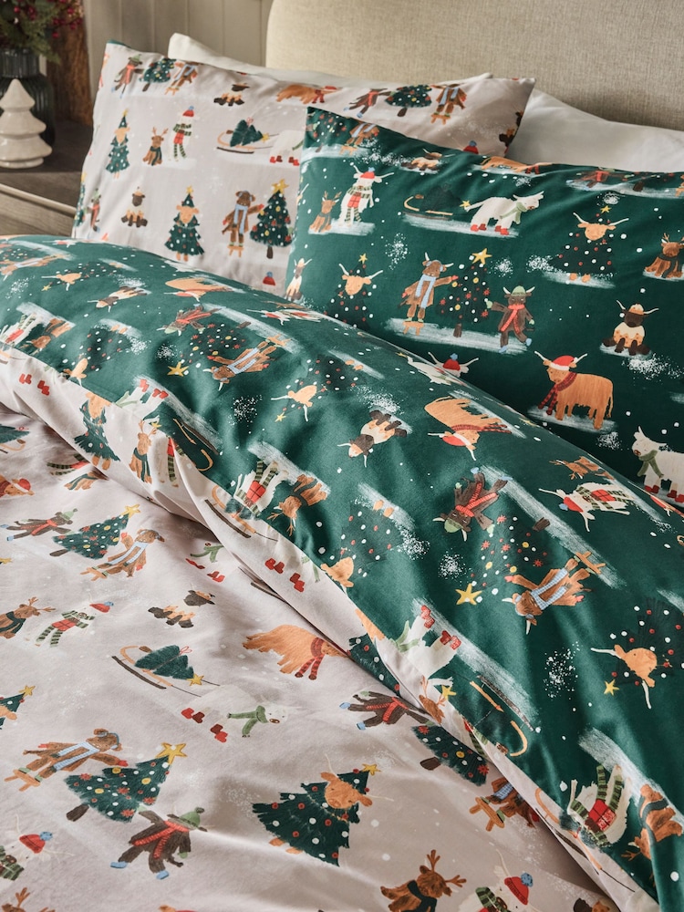 Christmas Bedding Sets Asda Kids Duvet Covers Buy Natural/Green Hamish Christmas Reversible Duvet Cover And Pillowcase Set  From Next Qatar