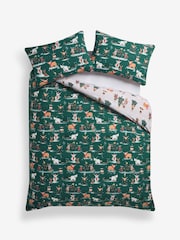 Natural/Green Hamish Christmas Reversible Duvet Cover and Pillowcase Set - Image 5 of 5