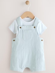 Blue Woven Dungaree and Bodysuit Baby Set (0mths-2yrs) - Image 1 of 9