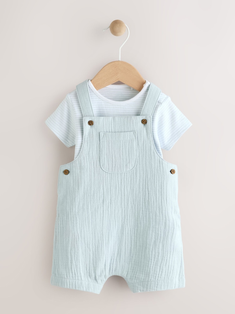 Blue Woven Dungaree and Bodysuit Baby Set (0mths-2yrs) - Image 2 of 9