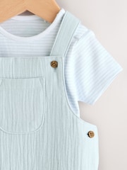 Blue Woven Dungaree and Bodysuit Baby Set (0mths-2yrs) - Image 3 of 9