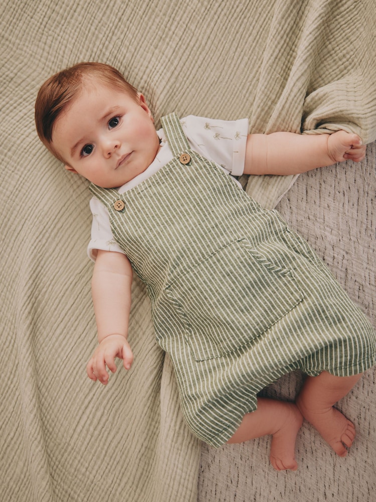 Listra verde - Conjunto de macacão e macacão de tecido para bebês (0meses a2anos) - Imagem 1 de 1