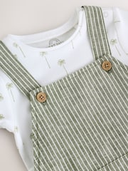 Green Stripe Baby Woven Dungaree and Bodysuit Set (0mths-2yrs) - Image 10 of 13