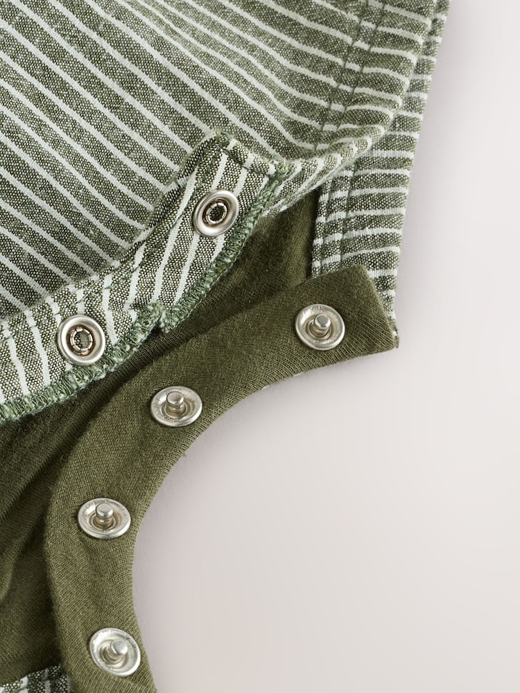 Green Stripe Baby Woven Dungaree and Bodysuit Set (0mths-2yrs) - Image 13 of 13