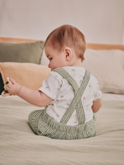 Green Stripe Baby Woven Dungaree and Bodysuit Set (0mths-2yrs) - Image 3 of 13