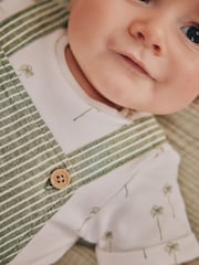 Green Stripe Baby Woven Dungaree and Bodysuit Set (0mths-2yrs) - Image 5 of 13