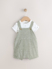 Green Stripe Baby Woven Dungaree and Bodysuit Set (0mths-2yrs) - Image 6 of 13