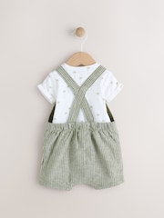Green Stripe Baby Woven Dungaree and Bodysuit Set (0mths-2yrs) - Image 8 of 13