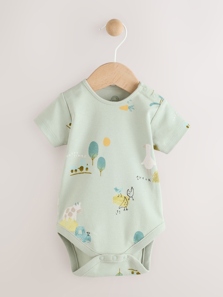 Groen met boerderijprint - Babyset van tuinbroek en rompertje (0 mnd-2 jr) - Image 3 of 9