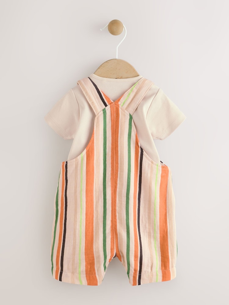 Rust Stripe Baby Woven Dungaree and Bodysuit Set (0mths-2yrs) - Image 3 of 9