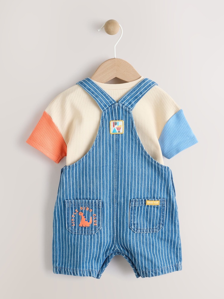 Denim Brights Baby Denim Dungaree and Bodysuit Set (0mths-2yrs) - Image 3 of 10