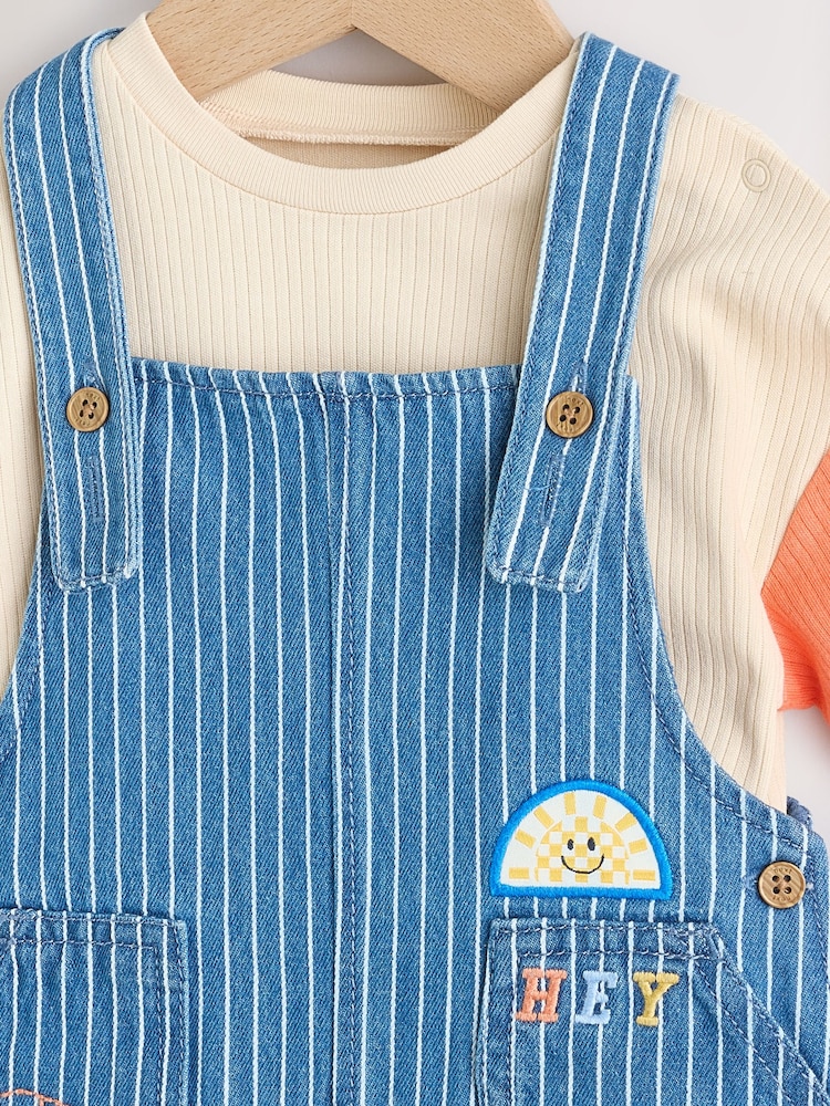 Denim Brights Baby Denim Dungaree and Bodysuit Set (0mths-2yrs) - Image 4 of 10