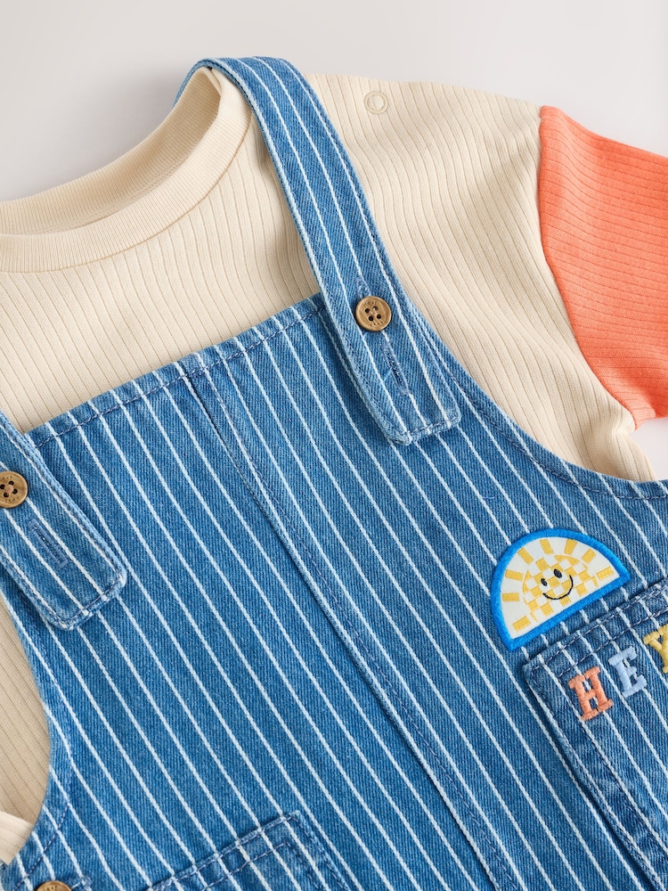 Denim Brights Baby Denim Dungaree and Bodysuit Set (0mths-2yrs) - Image 5 of 10