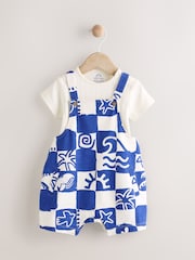 Tablero de ajedrez azul - Jersey 100% Cotton Dungaree and Bodysuit Baby Set (0mths-2yrs) - Imagen 1 de 8
