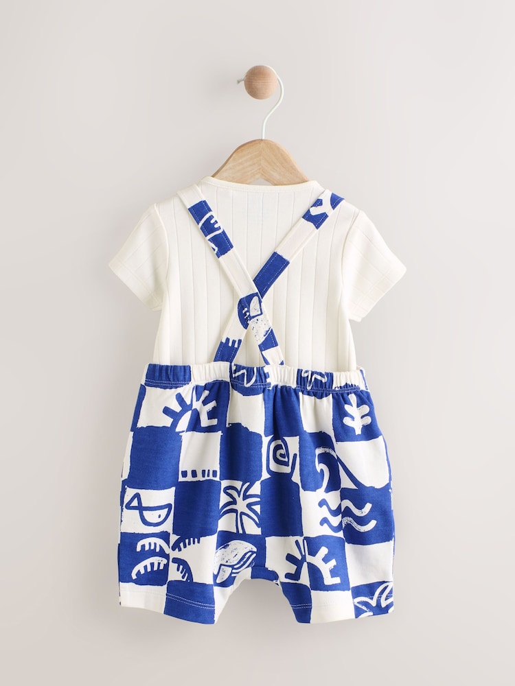 Blaues Schachbrett - Jersey-Babyset aus 100 % Baumwolle mit Latzhose und Body (0Monate -2Jahre) - Bild 2 von 8 Blaues Schachbrett - Jersey-Babyset aus 100 % Baumwolle mit Latzhose und Body (0Monate -2Jahre) - Bild 2 von 8