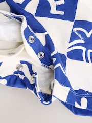 Tablero de ajedrez azul - Jersey 100% Cotton Dungaree and Bodysuit Baby Set (0mths-2yrs) - Imagen 7 de 8