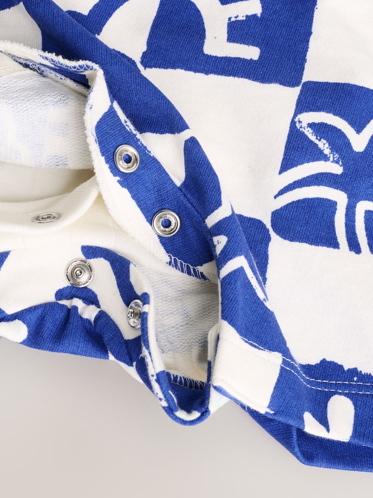 Blue Checkerboard Jersey 100% Cotton Dungaree and Bodysuit Baby Set (0mths-2yrs) - Image 7 of 8