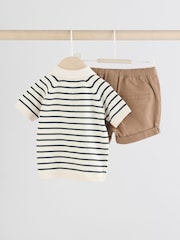 Navy/Camel Baby Knitted Top and Short Set (0mths-2yrs) - Image 2 of 9