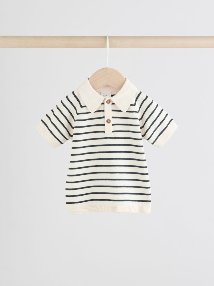 Navy/Camel Baby Knitted Top and Short Set (0mths-2yrs) - Image 3 of 9