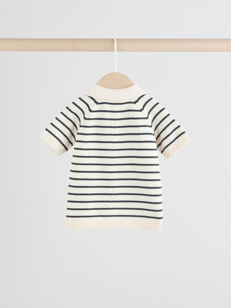Navy/Camel Baby Knitted Top and Short Set (0mths-2yrs) - Image 5 of 9