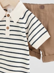 Navy/Camel Baby Knitted Top and Short Set (0mths-2yrs) - Image 7 of 9
