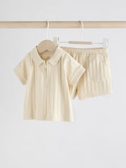 Neutral Polo Top and Shorts Baby Set - Image 1 of 11
