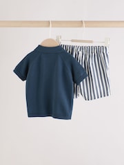 Navy Stripe Baby Knitted Top and Short Set (0mths-2yrs) - Image 2 of 11