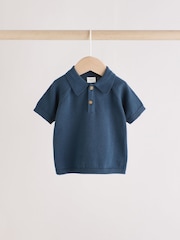 Navy Stripe Baby Knitted Top and Short Set (0mths-2yrs) - Image 3 of 11