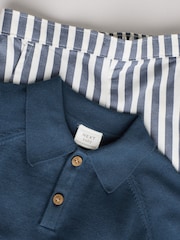 Navy Stripe Baby Knitted Top and Short Set (0mths-2yrs) - Image 8 of 11