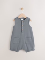 Charcoal Grey Baby Jersey 100% Cotton Romper - Image 1 of 6