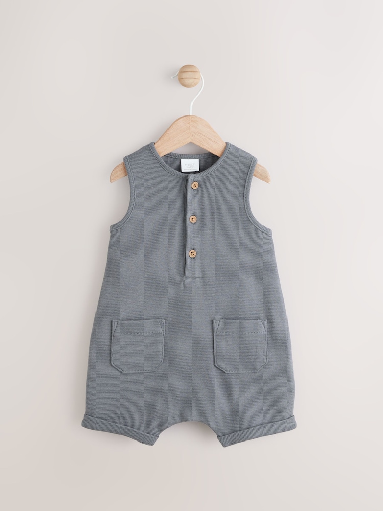 Charcoal Grey Baby Jersey 100% Cotton Romper - Image 1 of 6