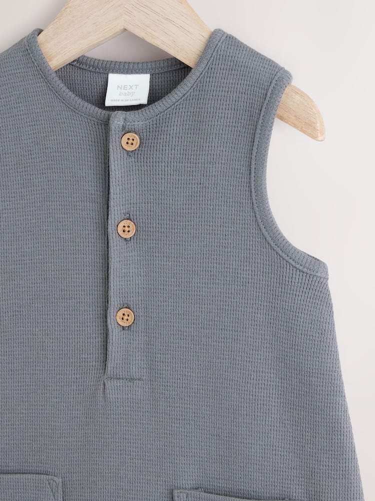 Charcoal Grey Baby Jersey 100% Cotton Romper - Image 3 of 6