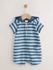 Blue Stripe Baby Sweat 100% Cotton Romper - Image 1 of 7