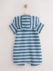 Blue Stripe Baby Sweat 100% Cotton Romper - Image 2 of 7