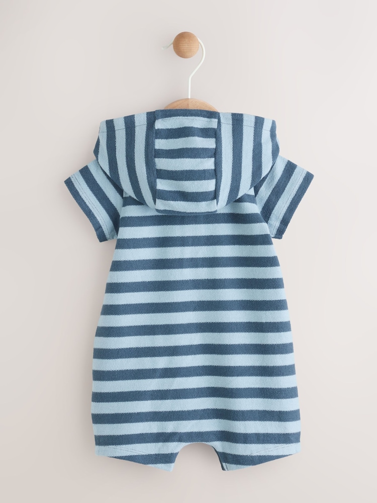 Blue Stripe Baby Sweat 100% Cotton Romper - Image 2 of 7