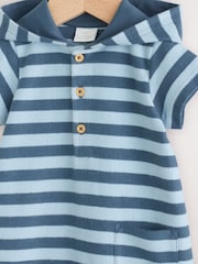 Blue Stripe Baby Sweat 100% Cotton Romper - Image 3 of 7