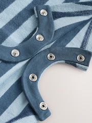 Blue Stripe Baby Sweat 100% Cotton Romper - Image 7 of 7