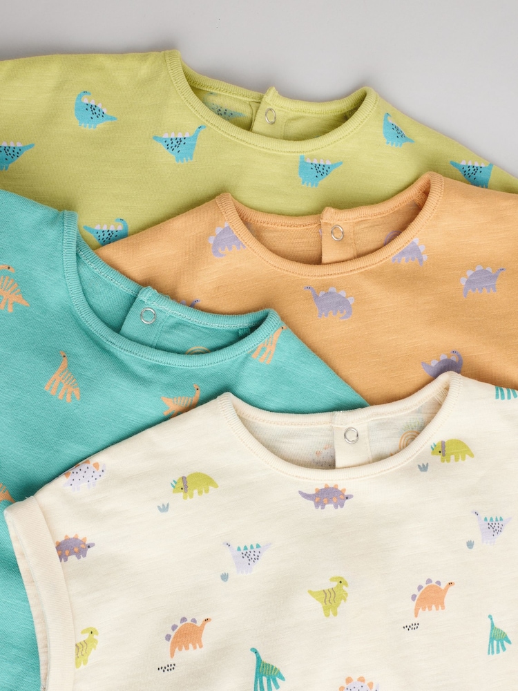 Multi 100% Cotton Baby Rompers 4 Pack - Image 9 of 13