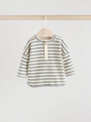 Blue/Cream Stripe Baby Top and Shorts Set - Image 2 of 11