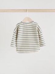 Blue/Cream Stripe Baby Top and Shorts Set - Image 5 of 11