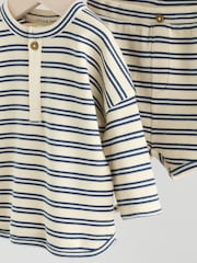 Blue/Cream Stripe Baby Top and Shorts Set - Image 7 of 11