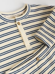 Blue/Cream Stripe Baby Top and Shorts Set - Image 8 of 11