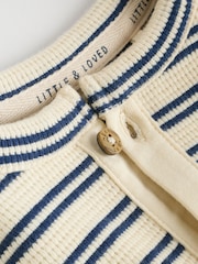Blue/Cream Stripe Baby Top and Shorts Set - Image 9 of 11