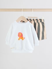 Negro/Blanco - Baby Sweatshirt and Shorts Set - Imagen 1 de 9