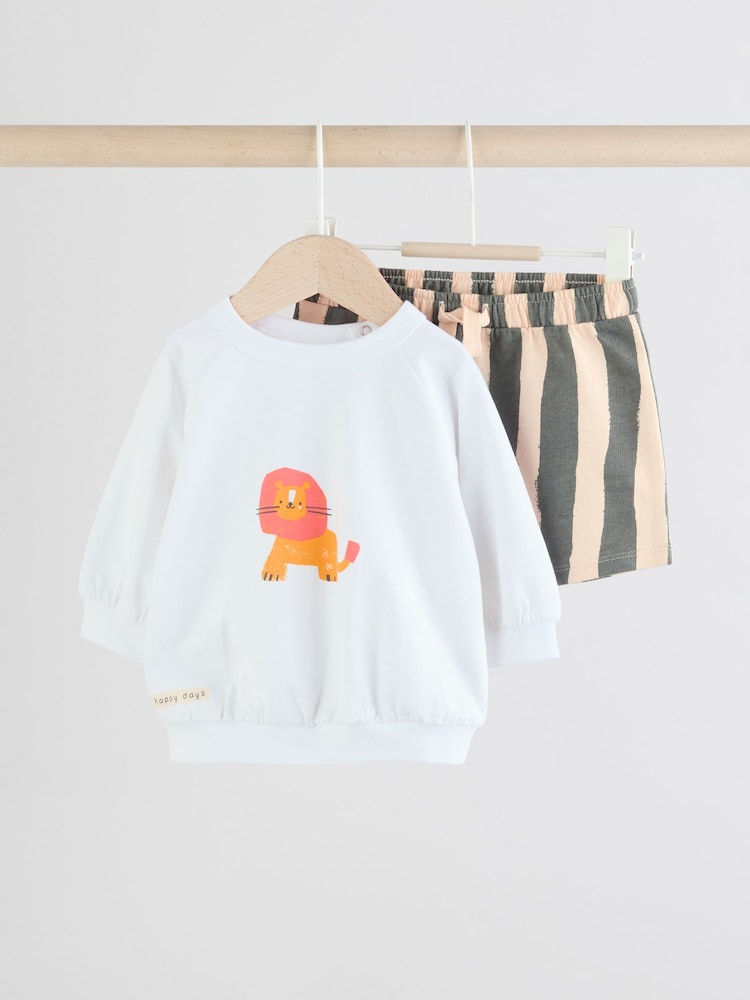 Negro/Blanco - Baby Sweatshirt and Shorts Set - Imagen 1 de 9